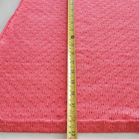 La Vie en Rose Coral Pink Crochet  Knit Sleeveless Dress Cover Up Size Small - Picture 9 of 10